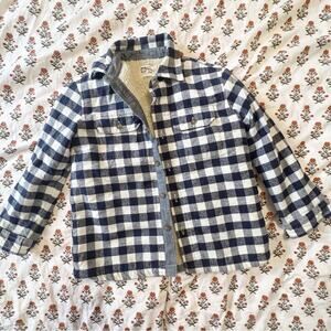 Crewcuts Cozy White and Blue Plaid Fleece Lined Jacket 4-5